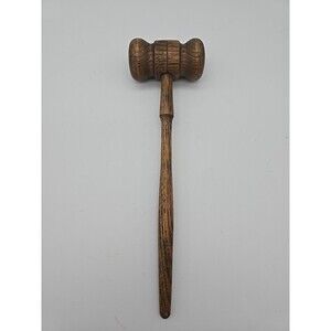 Vintage Solid Oak Wooden Gavel Wood Judge Auctioneer Mallet 11'' Meeting Hammer